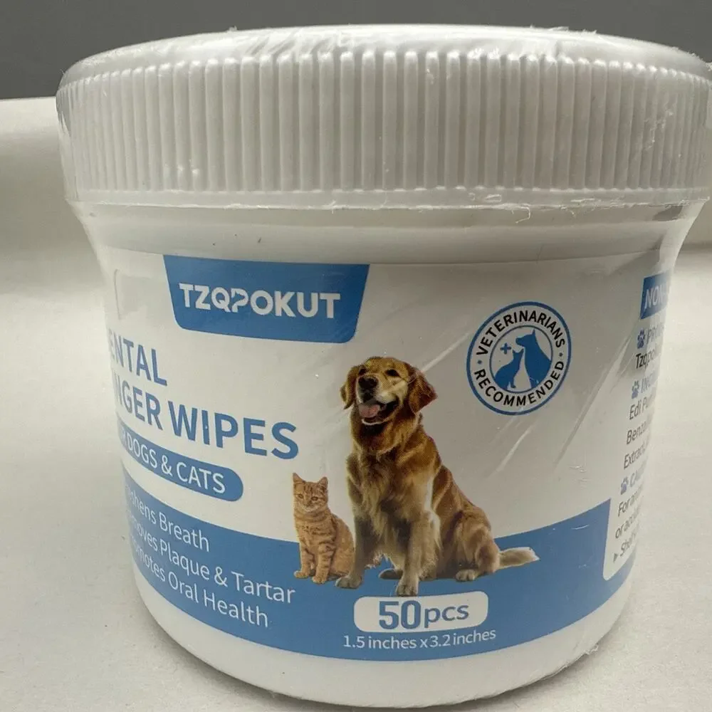 Dog Teeth Cleaning Wipes, Dog Dental Wipes for Dog Tooth Pet Dental Finger Wipes